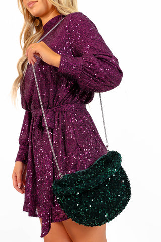 Shes Got Sparkle - Forest Sequin Shoulder Bag