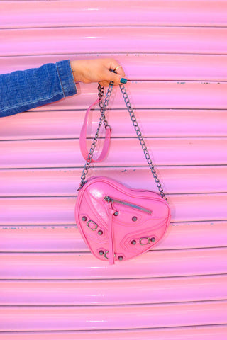 Heart And Soul - Pink Silver Stud Detail Bag