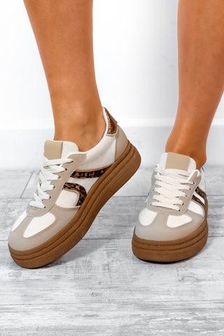 Especially For Shoe - White Beige Platform Trainers