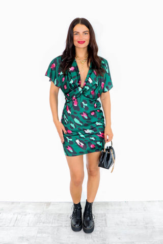 Knot Your Average - Forest Leopard Mini Dress