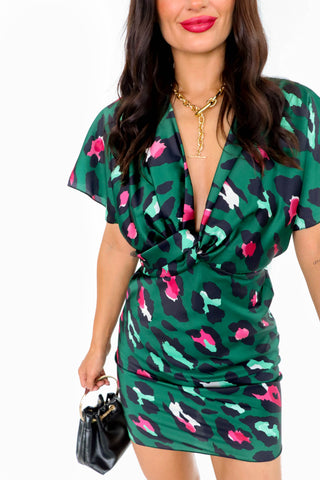 Knot Your Average - Forest Leopard Mini Dress