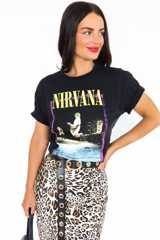 I'm With The Band - Black Purple Nirvana Licensed T-Shirt