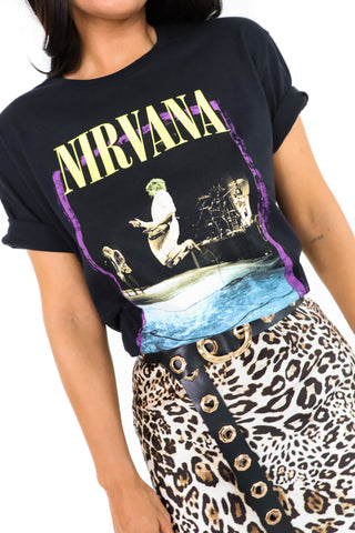 I'm With The Band - Black Purple Nirvana Licensed T-Shirt