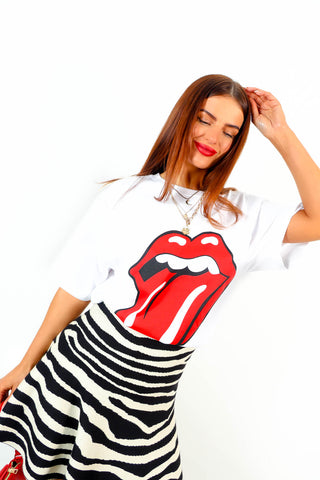I'm With The Band - White Red Tongue Rolling Stones Licensed T-Shirt