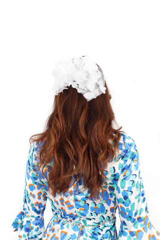 Buy Me A Bouquet - White Flower Mesh Bow Hair Clip