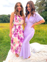 Telling Tails - Lilac Plunge Fishtail Maxi Dress