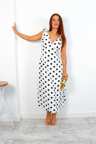 Hot Spot - White Polka Dot Maxi Dress