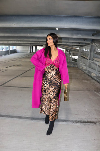 Say You're Mine - Pink Lace Leopard Print Maxi Dress