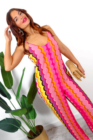 Jumps Out - Pink Printed Wide Leg Jumpsuit