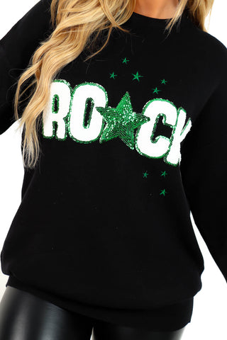I Wanna Rock - Black Green Rock Sequin Knitted Dress