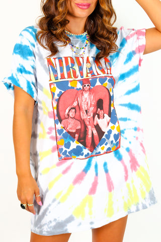 I'm With The Band - Multi Tie Dye Nirvana Licensed T-Shirt