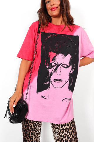 I'm With The Band - Pink Ombre David Bowie Licensed T-Shirt