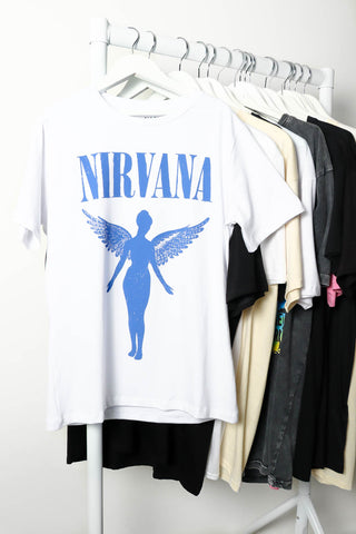 I'm With The Band - White Cobalt Nirvana Licensed T-Shirt
