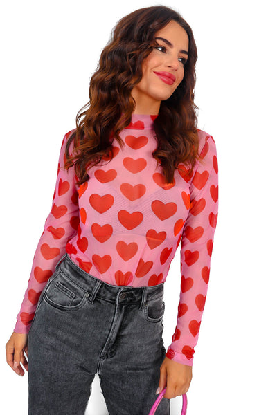 Pink Mesh Heart Top – Pellucid