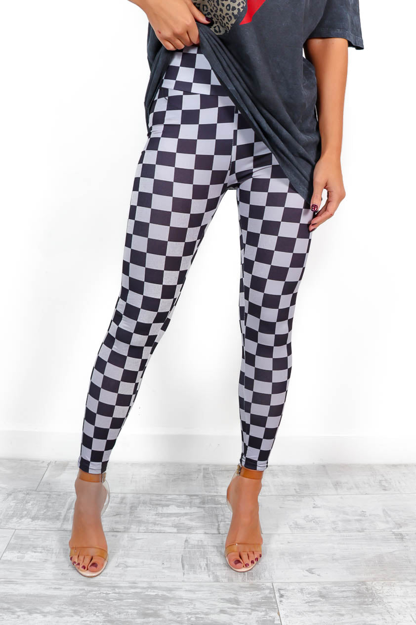 Keep In Check - Black Grey Checkerboard Leggings – DLSB