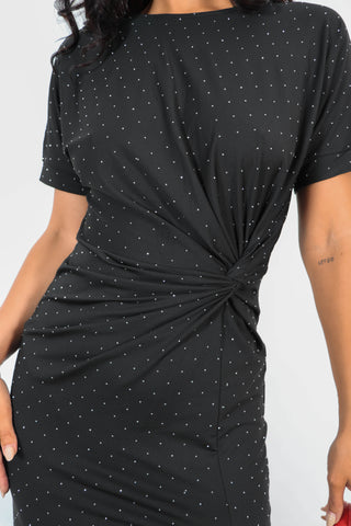 Knot What I Said - Black Knot Split Leg Midi Dress