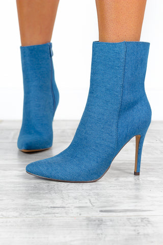 Lead You On - Denim Heeled Ankle Boots