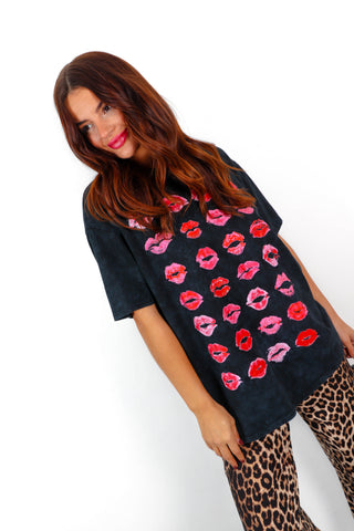 Lips Are Sealed - Acid Wash Fuchsia Lips Graphic T-Shirt