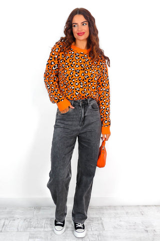 Livin' The Leopard Life - Orange Leopard Knitted Jumper