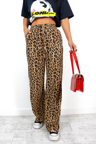 Love To Stand - Beige Leopard Print Trousers