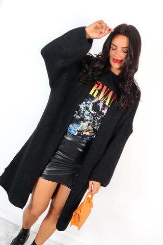 Love Your Peace - Black Longline Knitted Cardigan