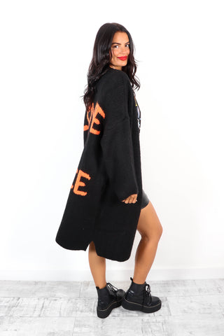 Love Your Peace - Black Longline Knitted Cardigan