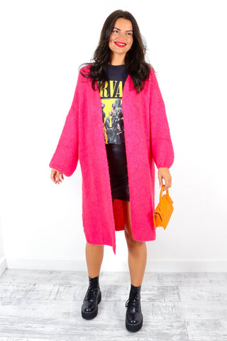 Love Your Peace - Pink Longline Knitted Cardigan