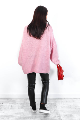 Love Your Peace - Pink Red Cherry Reversible Knitted Jumper