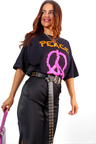Love Your Peace - Black Multi Graphic T-Shirt