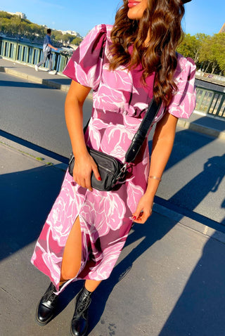 Meet Me Outside - Wine Pink Floral Midi Dress