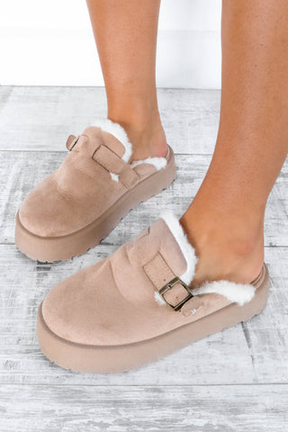 Mule To Be Kind - Beige Cream Faux Fur Lined Mules