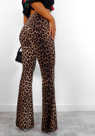 Never Change - Beige Leopard Flared Trousers