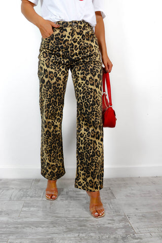 No Leopard Feelings - Beige Leopard Denim Jeans