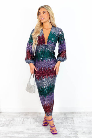 Ombrace Me - Purple Multi Sequin Maxi Dress