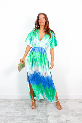 Once In A Lifetime - Blue Green Ombre Maxi Dress