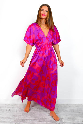 Once In A Lifetime - Fuchsia Purple Floral Maxi Dress