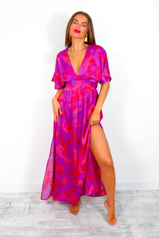 Once In A Lifetime - Fuchsia Purple Floral Maxi Dress