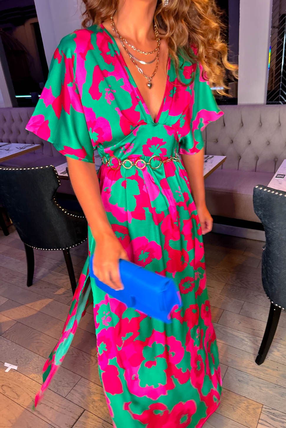 Once In A Lifetime - Green Fuchsia Floral Maxi Dress – DLSB
