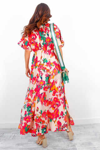 Once In A Lifetime - White Red Multi Print Maxi Dress
