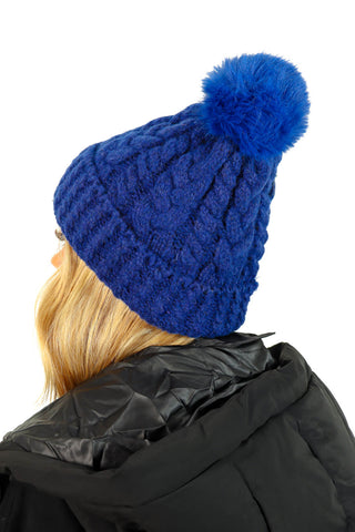 Out My Head - Cobalt Knitted Bobble Hat