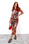 Out Of This World - Red Brown Floral Leopard
