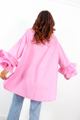 Pop Don't Stop - Pink Frill Cuff Shirt