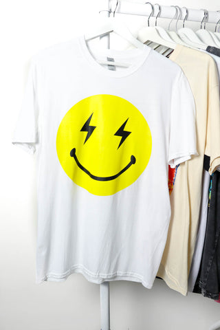 Positive Energy - White Yellow Smiley Lightning T-Shirt