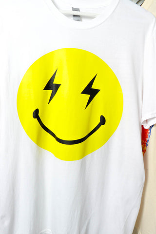 Positive Energy - White Yellow Smiley Lightning T-Shirt