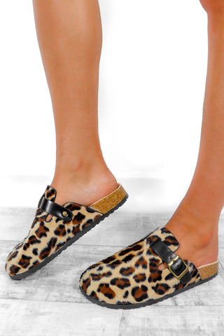 Put In Your Place - Beige Leopard Print Mules