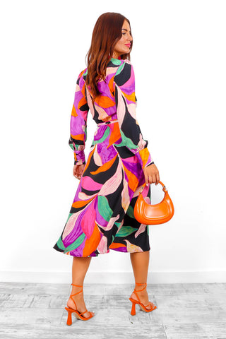 Queen of Wrap - Multi Floral Wrap Midi Dress