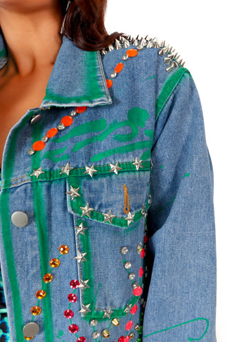 Reach For The Studs - Light Blue Studded Denim Jacket