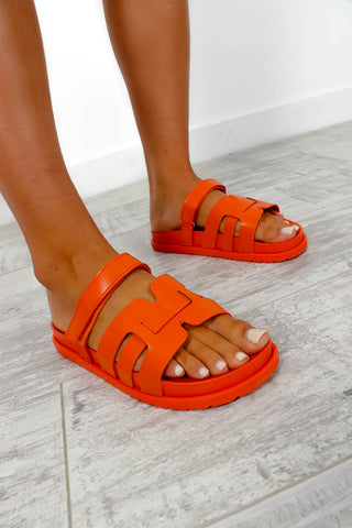 Reach For The Sun - Orange Faux Leather Sandals