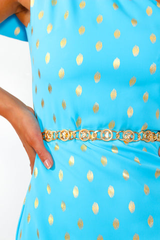 Round In Circles - Gold Circle Textured Chain Belt