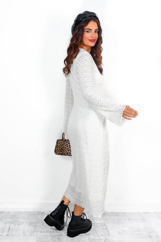 Say It To My Lace - Cream Lace Long Sleeve Maxi Dress